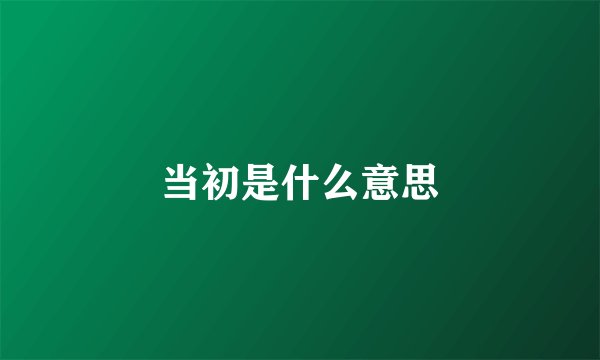 当初是什么意思