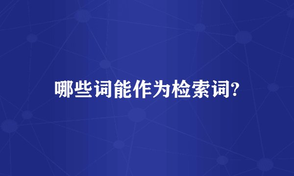 哪些词能作为检索词?