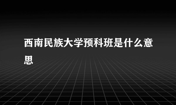 西南民族大学预科班是什么意思