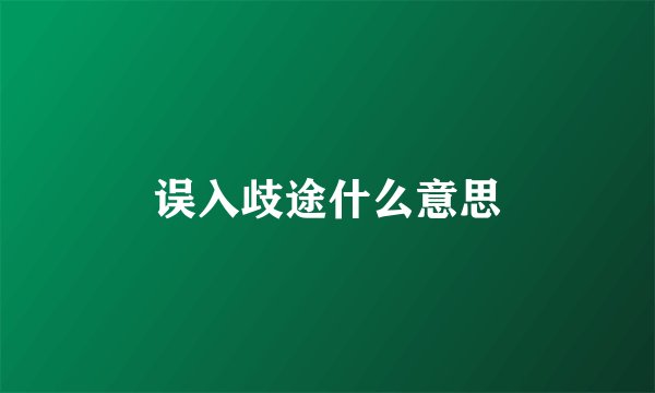 误入歧途什么意思