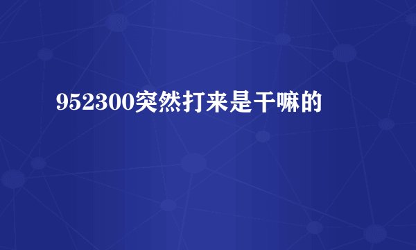 952300突然打来是干嘛的