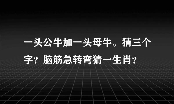 一头公牛加一头母牛。猜三个字？脑筋急转弯猜一生肖？