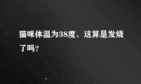 猫咪体温为38度，这算是发烧了吗？