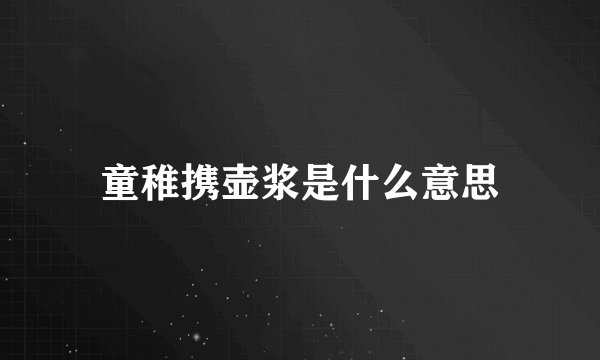 童稚携壶浆是什么意思