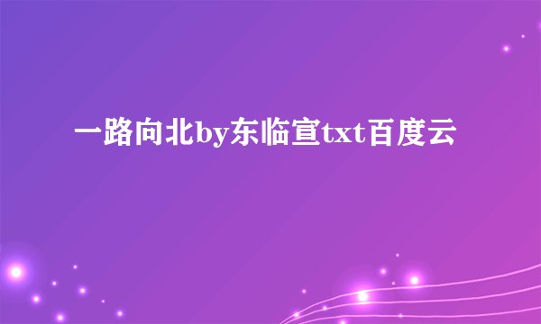 一路向北by东临宣txt百度云