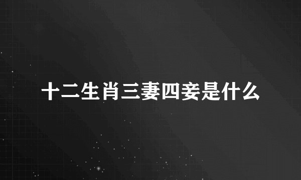 十二生肖三妻四妾是什么
