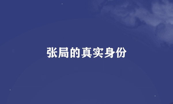 张局的真实身份