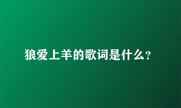 狼爱上羊的歌词是什么？