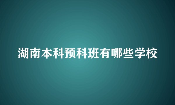 湖南本科预科班有哪些学校
