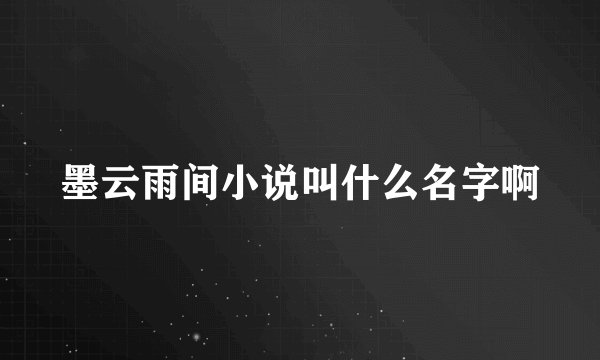 墨云雨间小说叫什么名字啊