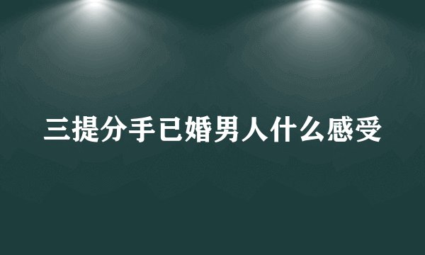 三提分手已婚男人什么感受