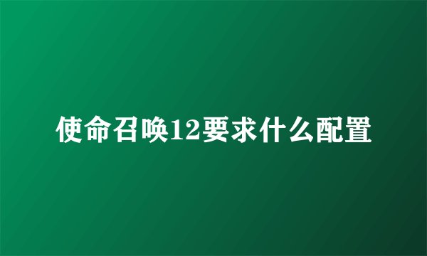使命召唤12要求什么配置