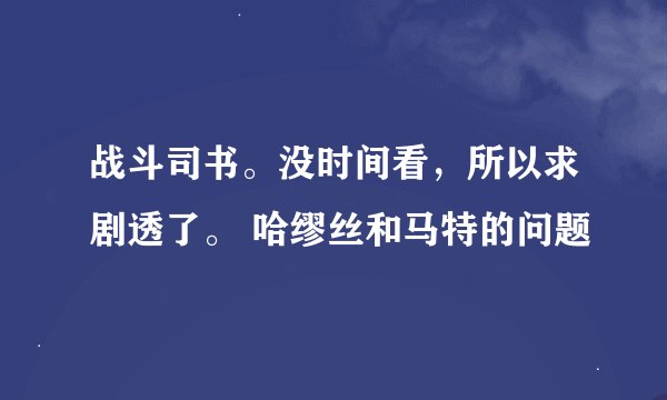 战斗司书。没时间看，所以求剧透了。 哈缪丝和马特的问题