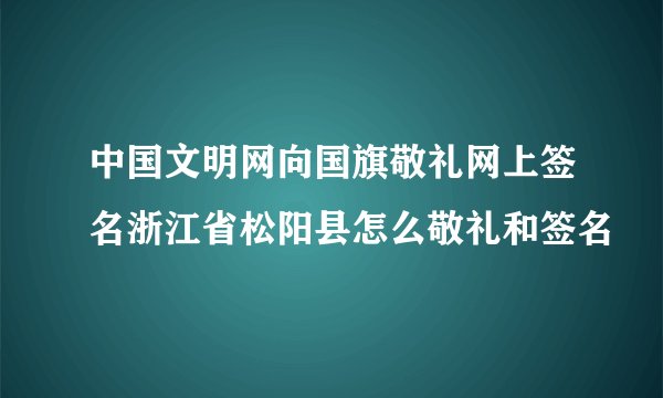 中国文明网向国旗敬礼网上签名浙江省松阳县怎么敬礼和签名