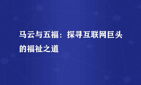 马云与五福：探寻互联网巨头的福祉之道