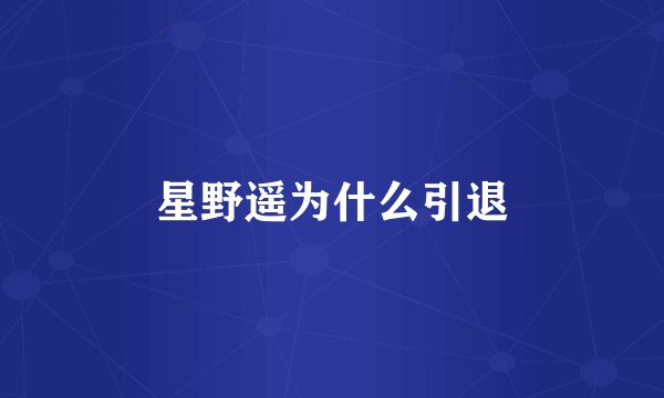 星野遥为什么引退