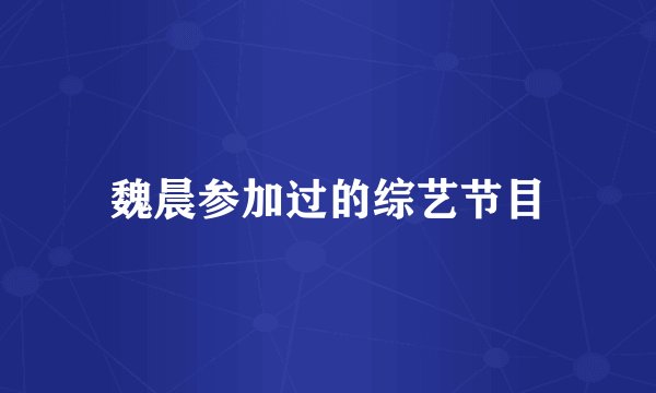 魏晨参加过的综艺节目