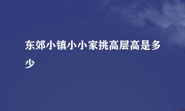 东郊小镇小小家挑高层高是多少