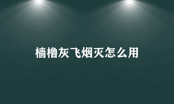 樯橹灰飞烟灭怎么用