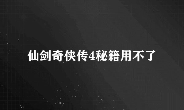 仙剑奇侠传4秘籍用不了