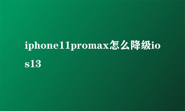 iphone11promax怎么降级ios13