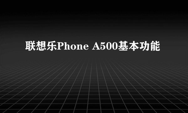 联想乐Phone A500基本功能