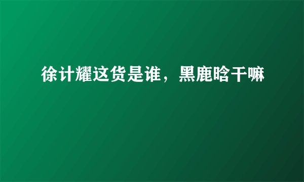徐计耀这货是谁，黑鹿晗干嘛