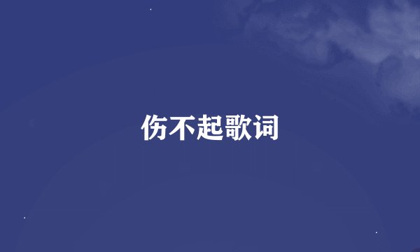 伤不起歌词