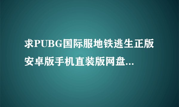 求PUBG国际服地铁逃生正版 安卓版手机直装版网盘下载链接