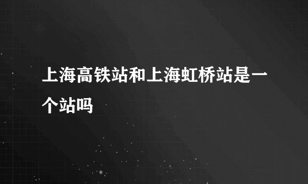 上海高铁站和上海虹桥站是一个站吗