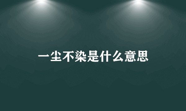 一尘不染是什么意思