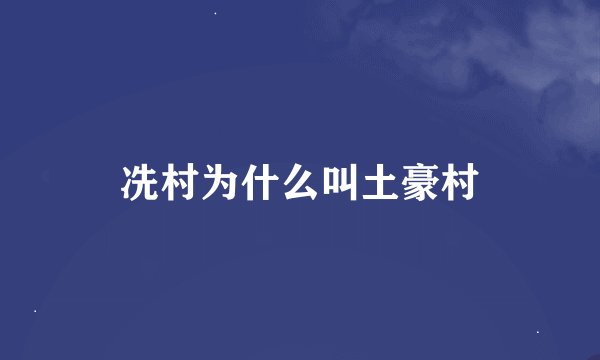冼村为什么叫土豪村