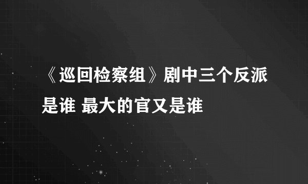 《巡回检察组》剧中三个反派是谁 最大的官又是谁