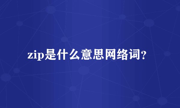 zip是什么意思网络词？