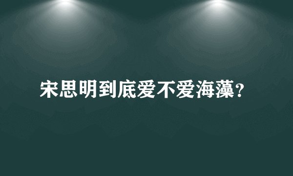 宋思明到底爱不爱海藻？