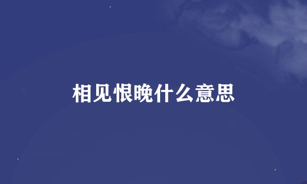 相见恨晚什么意思