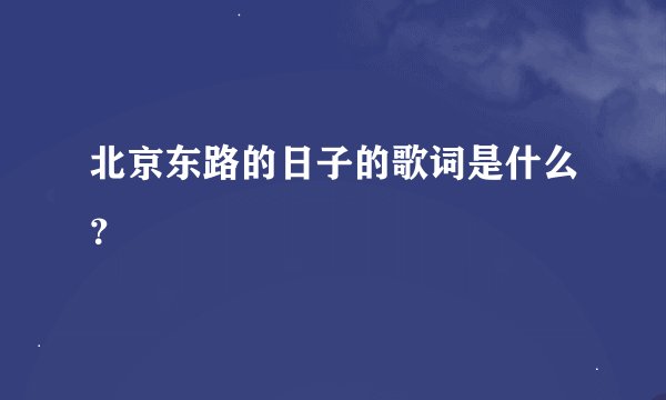 北京东路的日子的歌词是什么？