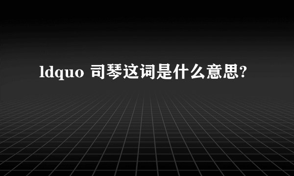 ldquo 司琴这词是什么意思?