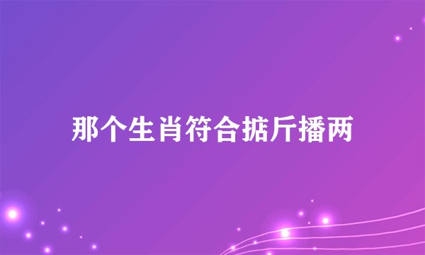 那个生肖符合掂斤播两