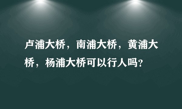 卢浦大桥，南浦大桥，黄浦大桥，杨浦大桥可以行人吗？
