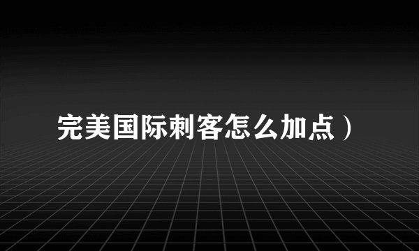 完美国际刺客怎么加点）