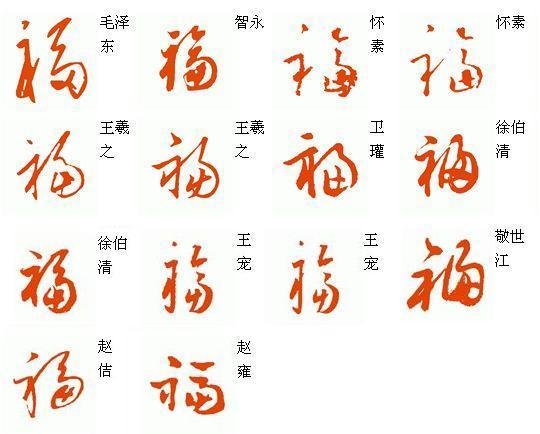 福的五种写法图片大全