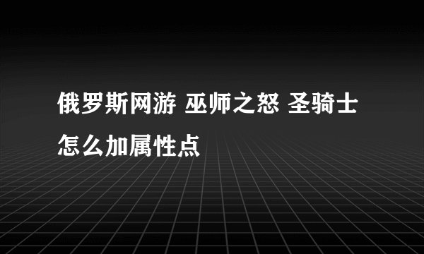 俄罗斯网游 巫师之怒 圣骑士怎么加属性点