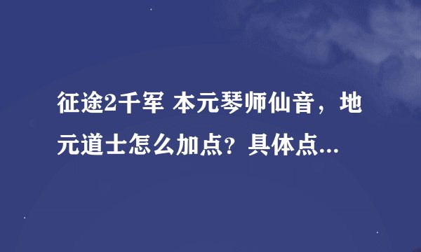 征途2千军 本元琴师仙音，地元道士怎么加点？具体点...........