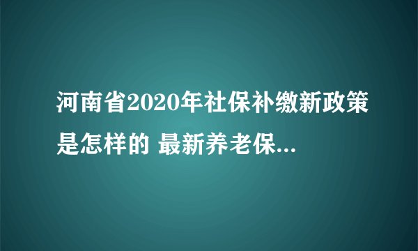 河南省2020年社保补缴新政策是怎样的 最新养老保险补缴规定如下