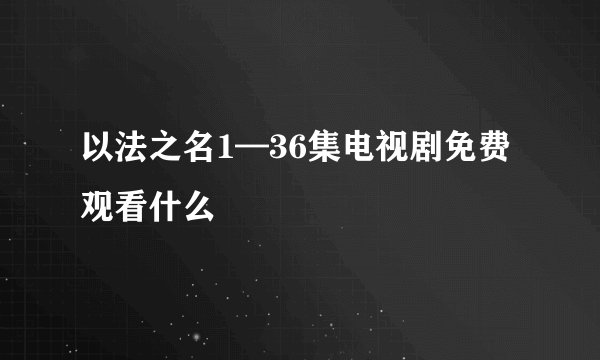 以法之名1—36集电视剧免费观看什么
