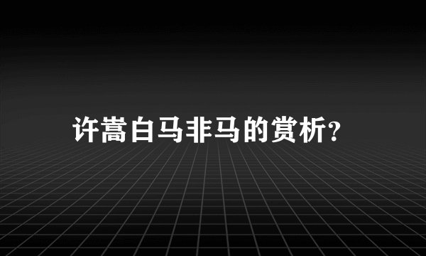 许嵩白马非马的赏析？