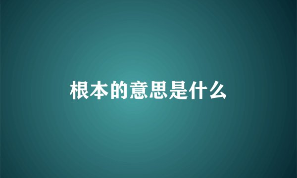 根本的意思是什么