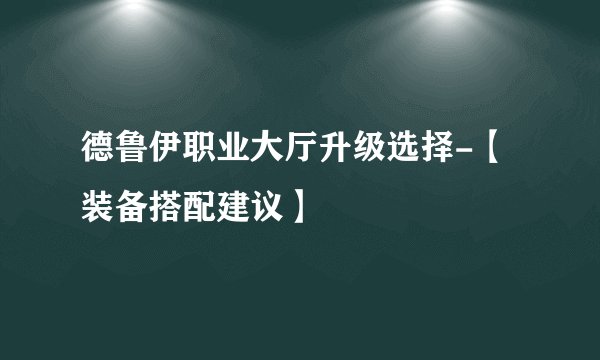 德鲁伊职业大厅升级选择-【装备搭配建议】