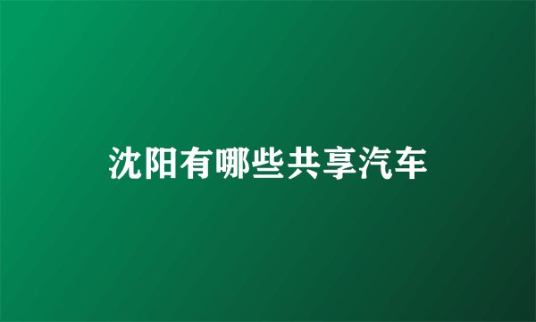 沈阳有哪些共享汽车